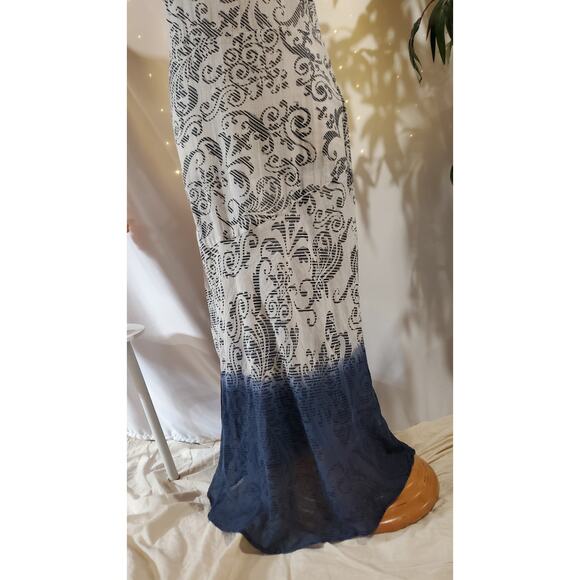 Alberto Makali Swirl Print Dip Dye Cotton Maxi Dress Size L Sleeveless Light - Picture 6 of 11